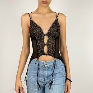 Frederick's of Hollywood Women's Black and Gold Corset